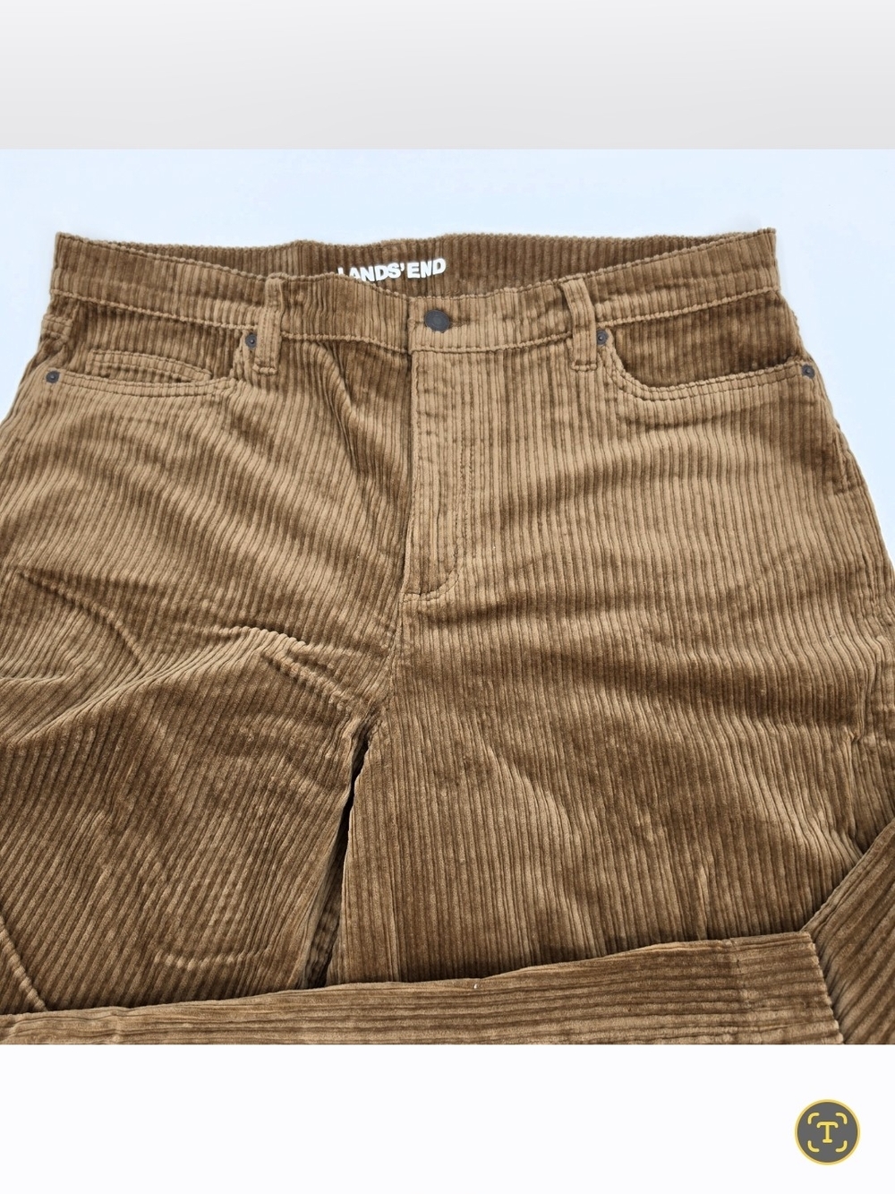 Lands End High Rise Wide Leg Corduroy Pants Womens Size 18 Camel Tan Pockets - Picture 3 of 8